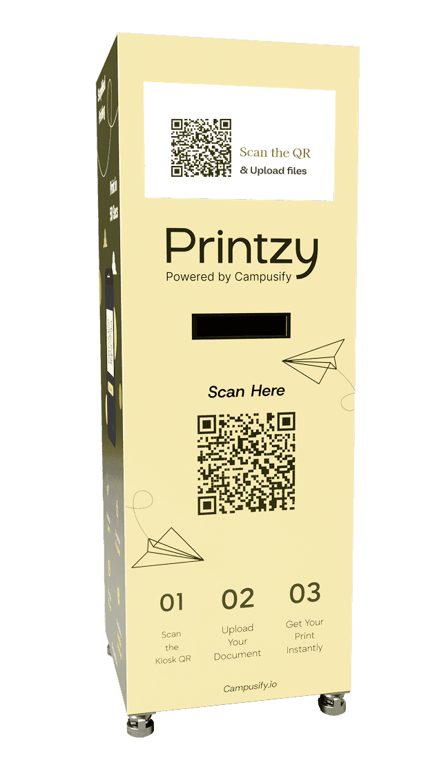 Printzy unattended QR printing kiosk for institutions and public locations